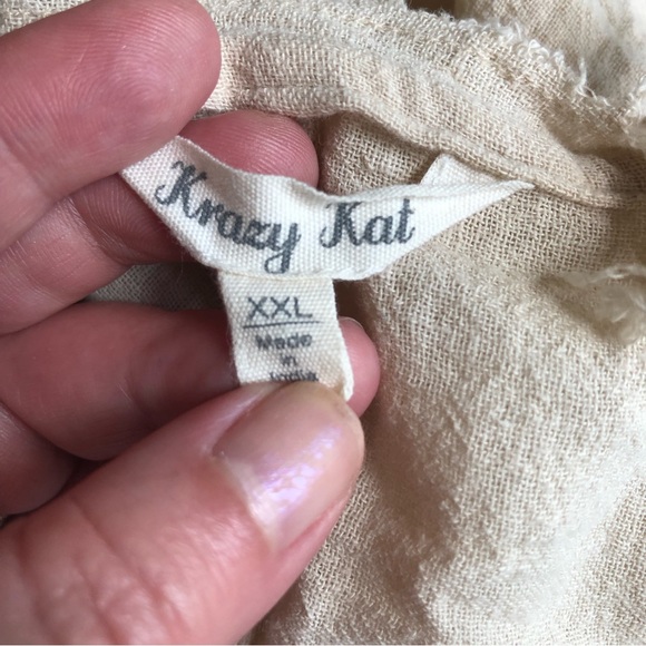 Krazy Kat Womens Size XXL Beige Coverup Kimono Robe Fringe Detail Linen Blend - Picture 7 of 9